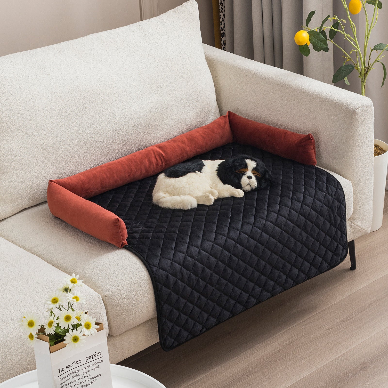 Bed for large dogs and cats with cushion, protective mat for sofa.