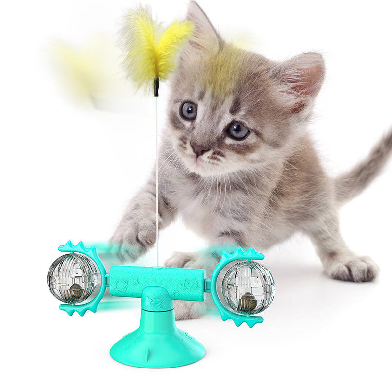 Multifunctional spinning toy for cats.