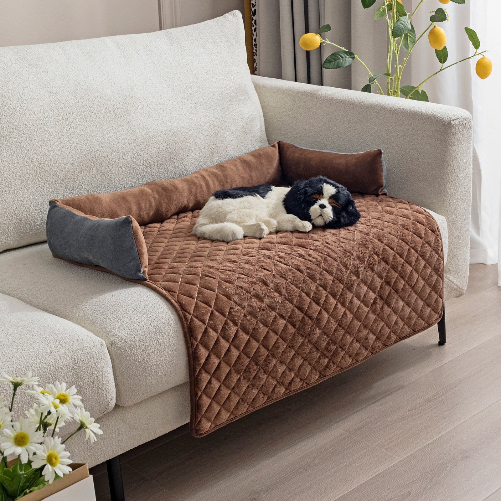 Bed for large dogs and cats with cushion, protective mat for sofa.
