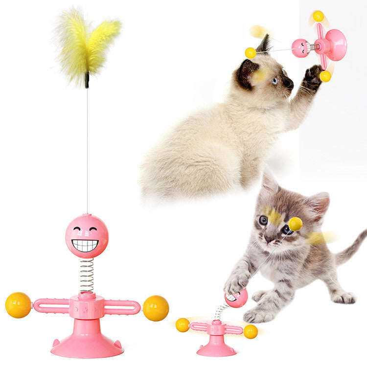 Multifunctional spinning toy for cats.