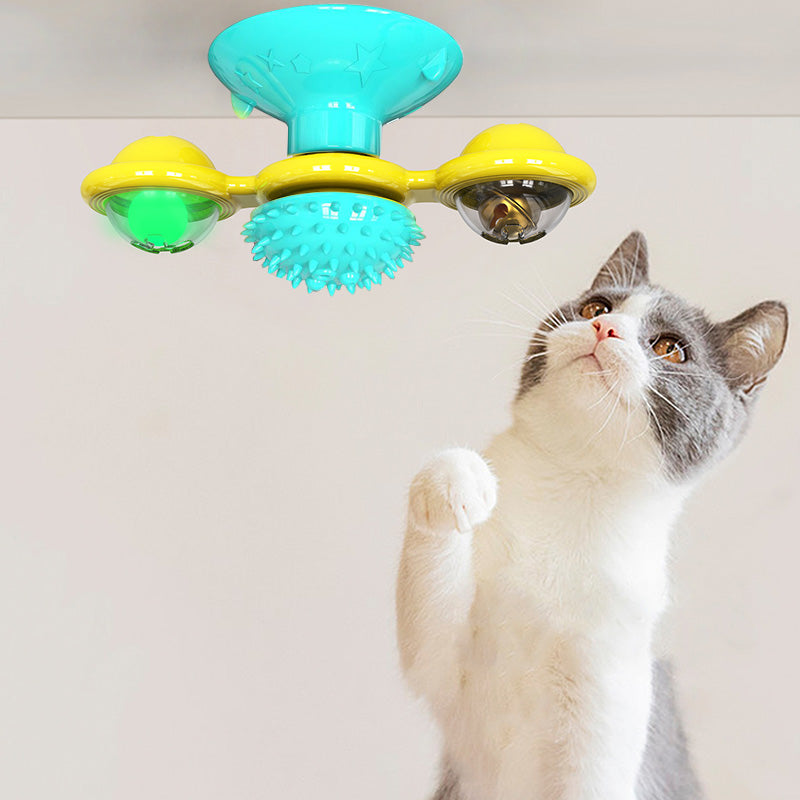 Multifunctional spinning toy for cats.