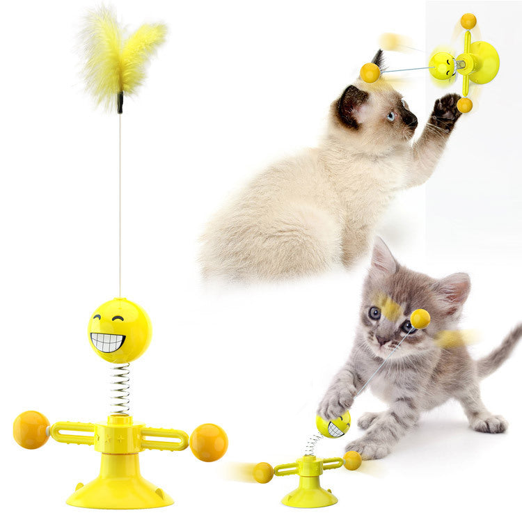 Multifunctional spinning toy for cats.