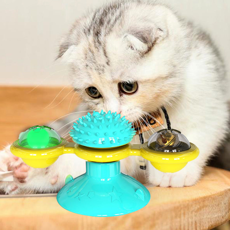 Multifunctional spinning toy for cats.