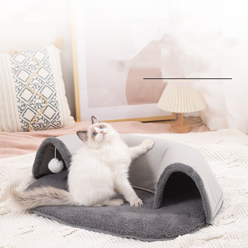 Plush tunnel for cats