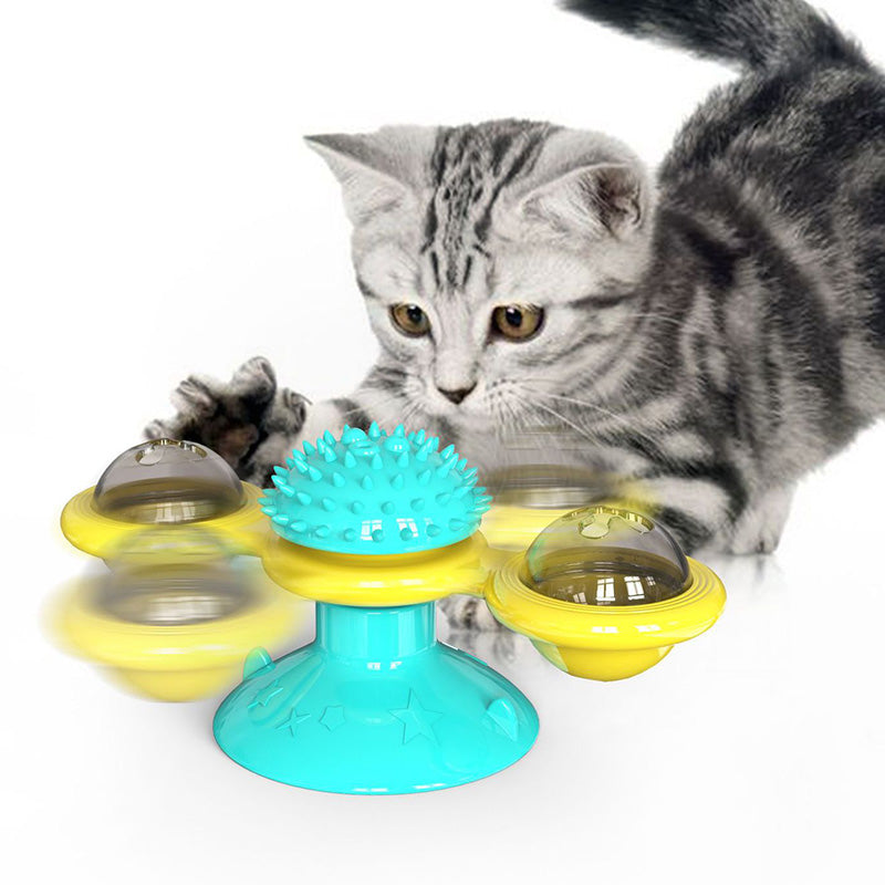 Multifunctional spinning toy for cats.