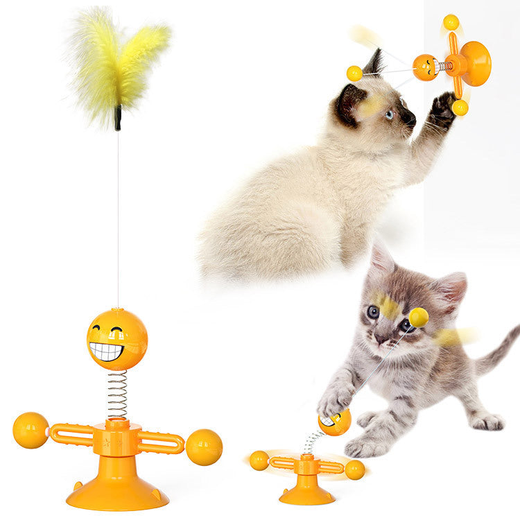 Multifunctional spinning toy for cats.