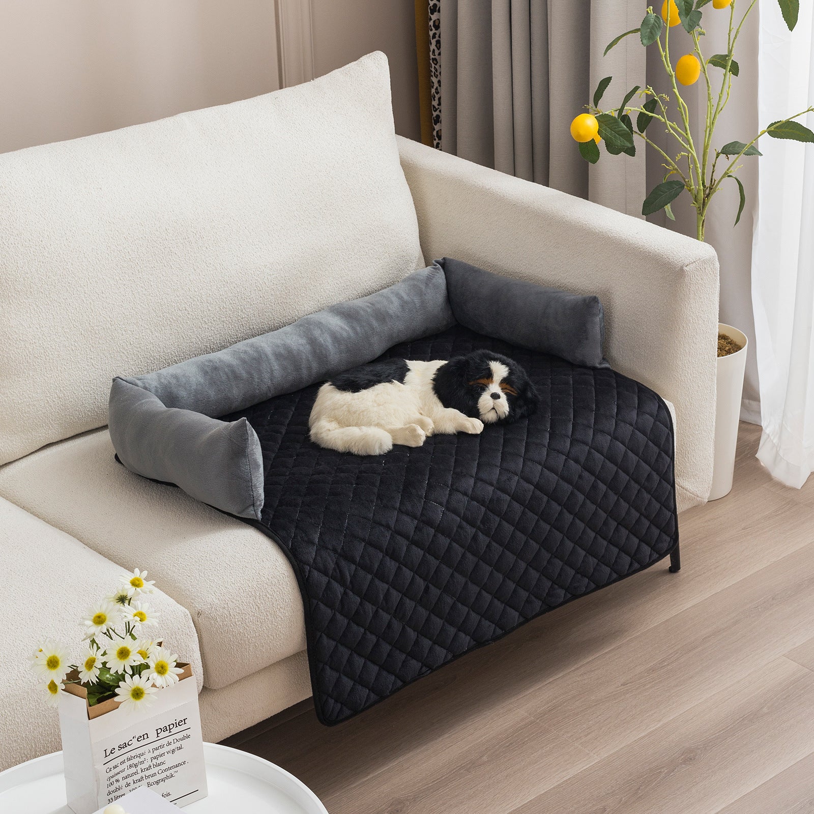 Bed for large dogs and cats with cushion, protective mat for sofa.